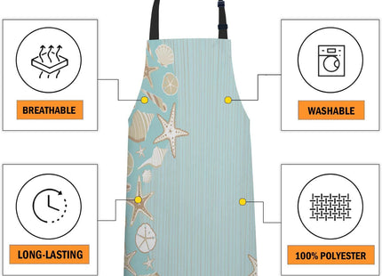 oFloral Seashell Beach Party Apron - Cook & Serve, BBQ & Catering Bib