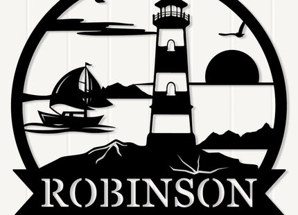 Personalized Lighthouse Nautical Wall Decor Coastal Last Name Signs