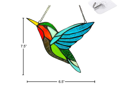 Hummingbird Stained Glass Window Hangings, Birds Stained Glass Decorations,Bird Suncatcher for Window Decor Hummingbird Gifts for Mom,Bird Lovers