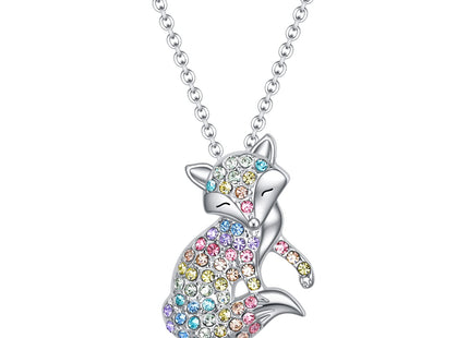 SUMFAN Fox Necklace for Girls Women,Fox Gifts for Girls Rainbow Fox Pendant Jewelry Valentine's Day,Birthday,Christmas,Back to School Gifts for Girls (Fox Necklace)