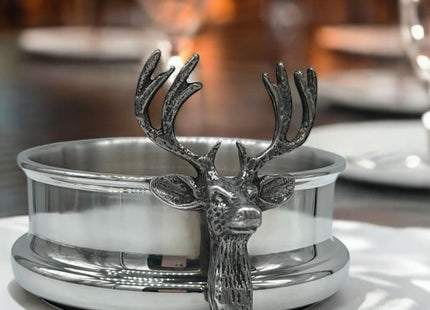 English Pewter Company Deer Stag Head Antler Wine Bottle Coaster [STAG005]