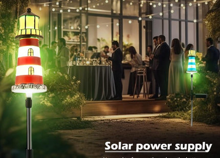 AQEENURA Solar Lighthouse, 2 PCS, 7 Colors Changing