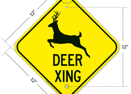 Deer Crossing with Graphic Sign,