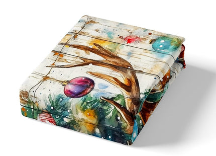 Cabin Deer Duvet Cover Set Twin Size,Tie-dye Christmas Tree Wooden Plank Rustic Bedding Set,Boys Girls Room Decor,Wild Animal Farmhouse Comforter Cover,Brown Quilt Cover,1 Pillowcase,No Comforter