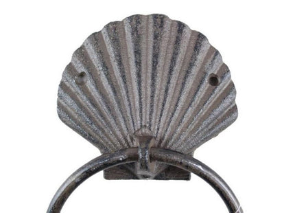 Cast Iron Seashell Towel Holder 8.5 Inch - Seashell Decoration - Sea Home Decor