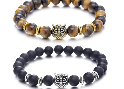 Softones Owl Gifts Owl Bracelets Healing Crystals Bracelet for Women Men Spiritual Energy Beaded Bracelet Set Gifts