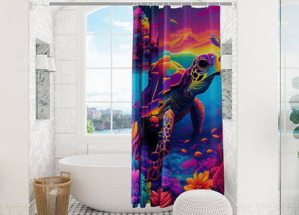 Reateforin Nautical Rainbow Sea Turtles Beach Theme Fabric Shower Curtain Sets Bathroom Blue Ocean Shower Curtain Decor Beach Shower Curtain Bathroom Decor with Grommets and Hooks - 72 "x 72"
