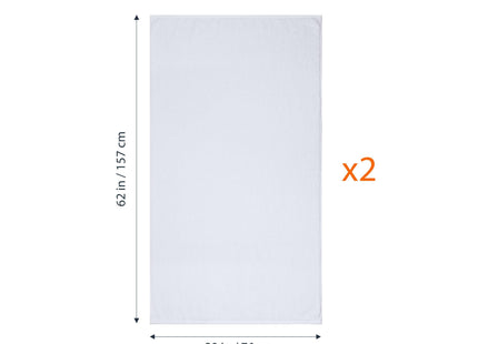 Amazon Basics 2-Piece Quick-Dry Oversize Bath Towel, 100% Cotton, 62" x 30", White