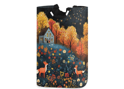 Trees Deer Fox Large Laundry Hamper Basket, Collapsible Laundry Bag Storage Bins Baskets with Handles for Laundry, Bedroom, Home Decor