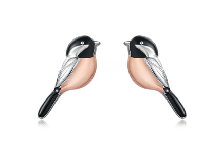 Cute Chickadee Bird Earrings Stud 925 Sterling Silver Hypoallergenic Jewelry Gifts for Women Bird Lover