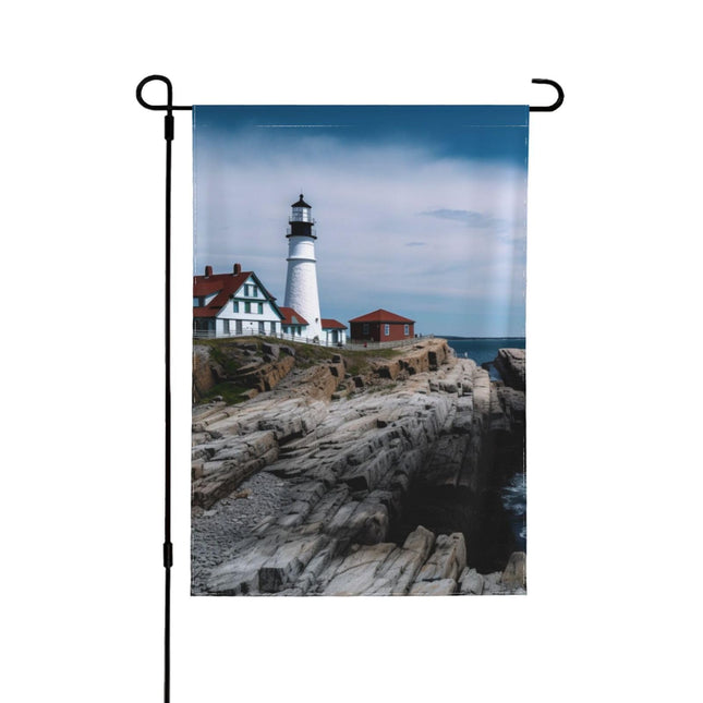 Lighthouse Garden Flags Double Sided, Welcome Winter House Flag Banners for Home Decor 12.5"x18"