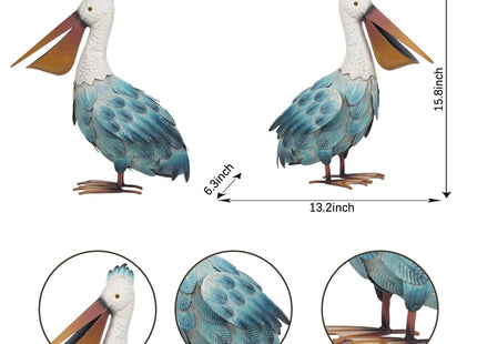 Kircust Pelican Statue Outdoor Bird Sculptures Home Decor Pond Ornaments Metal Yard Art Sculptures for Backyard Porch Patio Pond Decorations