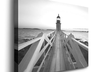 Renditions Gallery Black White Lighthouse Landscape Canvas Wall Art for Home Décor,Marshall Point Lighthouse,Ready to Hang, 18''x 12'', Made in America