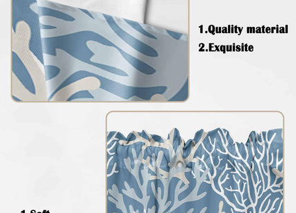 Lsrtoss Blue Coral Coastal Swag Valances for Windows, Ocean Nautical Kitchen Curtains 36 Inch Length 2 Panels Set, Beach Short Curtains for Small Windows Rod Pocket Cafe Curtains Drapes 28"x36"