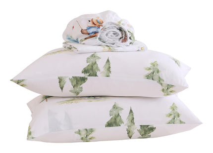 Yibeizi Camper Themed Sheet Set Twin Size Kids Woodland Animals Bedsheets
