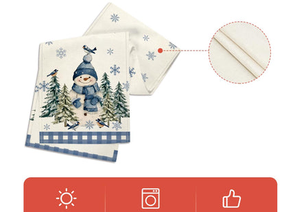 Artoid Mode Blue Snowman Winter Table Runner Home Party Decor 13x36 Inch