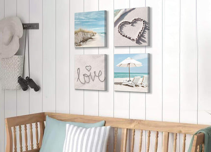 ARTISTIC PATH Sandy Beach Seaside Graphic Artwork Starfish Seashells Canvas Wall Art Coastal Pictures Prints