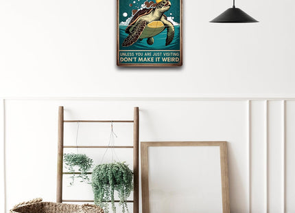 BEASTZHENG Funny Sea Turtle Bathroom Metal Tin Sign Turtle Decor, Ocean Theme Wall Art, Tropical Turtle Bathroom Accessories, Sea Life Tin Sign for Restroom