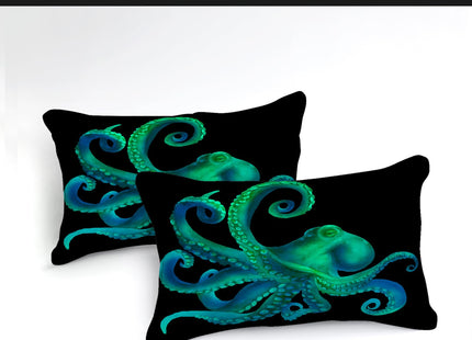 Bedbay Ocean Octopus Comforter Set Queen Size Ocean Animal Comforter Set for Kids Teens Sea Marine Themed Octopus Bedding Tentacles Pattern Queen Bedding Set