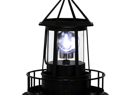 Solar Lighthouse Rotating Light - 360 Degree Light Houses Lamp For Yard, IP65 Waterproof Durable Lighthouse Lamps Towers Statue Lights For Outdoor Garden Pathway Patio (Black -Large - Style B)