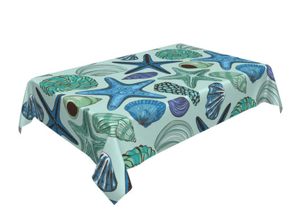 Navy Blue Teal Nautical Starfish Beach Coastal Sea Beachy Waterproof Picnic Party Rectangle Table Cloth Cover Decorations Fabric 54 X 72 Inches Rectangle Tablecloth Home Dining Room Kitchen Decor