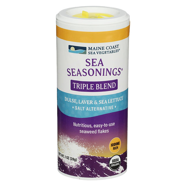 Maine Coast Organic Triple Blend Flakes Shaker 1 oz (1 Pack) - Mix of dulse, laver, and sea lettuce - Natural Umami Flavor - Perfect for Salads, Soups, Snacks - Gluten-Free, Iodine-Rich Seasoning