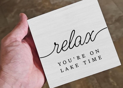 Country Lake Wood Sign Decor Desk Sign Lake House Relax Quote