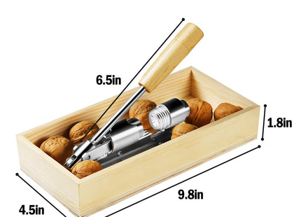 Artcome Heavy Duty Pecan Nut Cracker Tool with 1 Crab Cracker, 2 Wide Crab Forks, Wood Handle Base with Rectangular Wooden Box Base for Walnuts, Chestnuts, Almonds, Pecans, Hazelnuts, etc