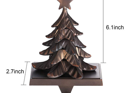 Pine Tree Christmas Stocking Holder Anti-Slip Fireplace Stocking Hanger Xmas Hook Gift for Christmas Mantle Table Indoors Decor(1, Pine Tree)