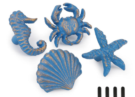 Brosay 4 Pcs Coastal Cabinet Knobs Ocean Nautical Drawer Pulls (Blue)