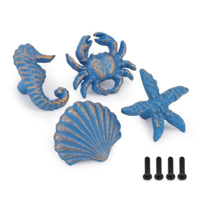 Brosay 4 Pcs Coastal Cabinet Knobs Ocean Nautical Drawer Pulls (Blue)