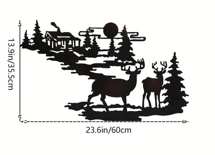 ESTART Metal Cabin Deer Wall Art Decor Forest Cabin Decor