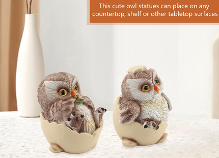 Restynic Owl Figurines Decor, 2 Piece Resin Owl Shelf Statues