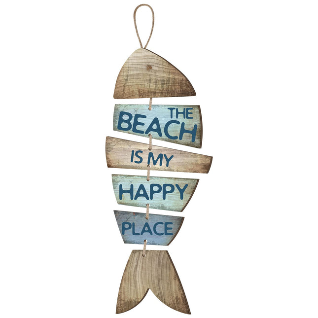 Qunclay Beach Wall Decor Wooden Beach Decoration for Home Coastal Fish Sign