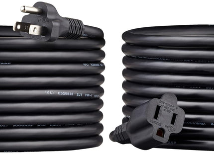 Amazon Basics 3-Prong Extension Cord for Indoor Use, 13 Amps, 125V, 16 AWG, 20 Foot, Black, 2-Pack