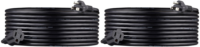 Amazon Basics 3-Prong Extension Cord for Indoor Use, 13 Amps, 125V, 16 AWG, 20 Foot, Black, 2-Pack