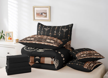 Feelyou Rustic Lodge Cabin Comforter Set with Sheets,Western Southwestern Aztec 7 Piece Bedding Set Twin Size,Boys Girls Bedroom Room Decor,Bohemian Bed in a Bag,Western Farmhouse Bed Set