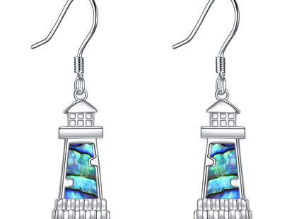 Lighthouse Earrings for Women Sterling Silver Abalone Shell Lighthouse Dangle Drop Earring Birthday Jewelry Gift for Lover