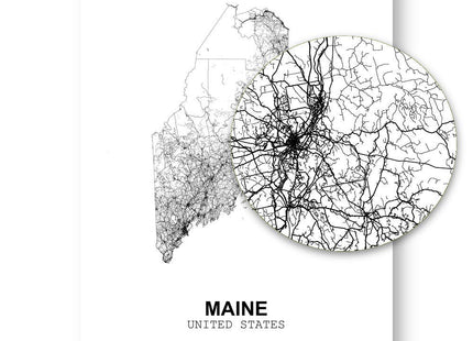 Eleville 8X10 Unframed Maine United States Country View Abstract Road Modern Map Art Print Poster Wall Office Home Decor Minimalist Line Art Hometown Housewarming wgn176