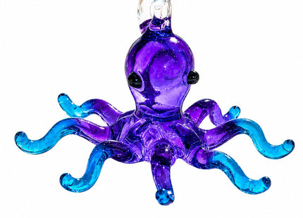 Blown Glass Octopus Suncatcher Purple Aqua 2" Home Decor, Room Decor