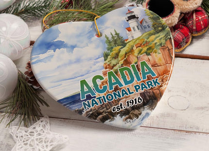 Majestic Acadia National Park Artwork Ornament, Travel Souvenir (Heart)