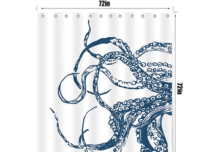 LIGHTINHOME Octopus Shower Curtain 72Wx72H Inch Navy Blue Ocean Kraken Giant Tentacles Sea Creatures Mythical Nautical Animal Fabric Waterproof Bathroom Home Decor Set 12 Plastic Hooks