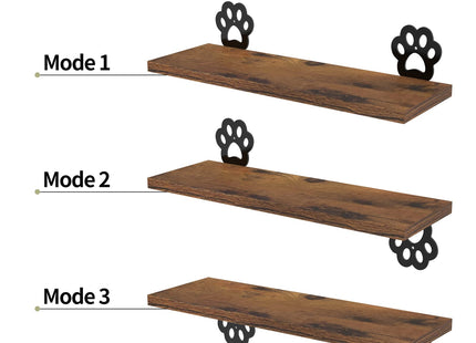 Lavezee Paw Prints Wall Decor Floating Shelves Set of 3, Cute Rustic Wooden Shelf Decorative Living Room, Bedroom, Bathroom, Log Cabin Shelving Wall Mounted