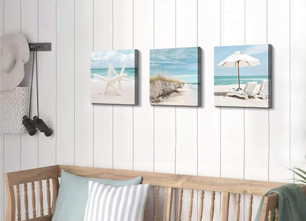 ARTISTIC PATH Coastal Starfish Canvas Beach Chair Wall Art, 12"x12"x3 PCS
