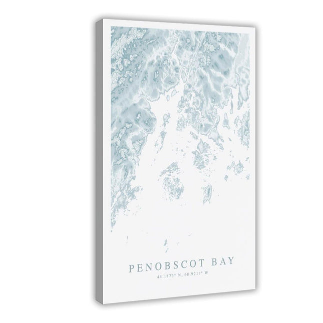 DUYIGCR Penobscot Bay Maine Map, Coastal Canvas Poster Bedroom Sports Landscape Office Room Decor Gift Frame 12" L X 18" W