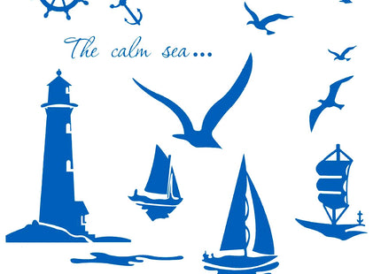 Large Sea Lighthouse Decor Wall Stickers Nautical Wall Decal with Seagulls Boat Wall Decals for Teen Decorations, Bedroom Bathroom Kids Room Nursery Decor