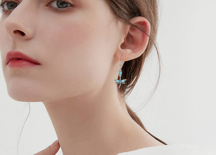 AOBOCO Sterling Silver Turquoise Dragonfly Earrings for Women Dangle Turquoise Leverback Earrings Jewelry Birthday Mothers Day Gifts for Mom (Dragonfly)