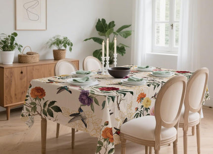 ANATTASOUL Hummingbird & Peony Rectangle Tablecloth for Dining Table