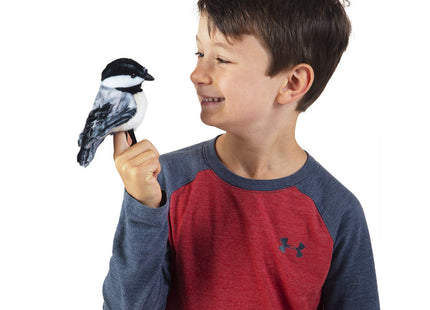 Folkmanis Mini Chickadee Finger Puppet, White; Black;gray