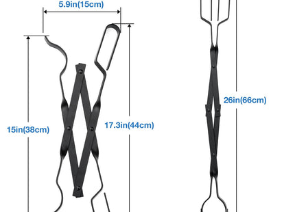 Stanbroil Outdoor Campfire Fireplace Tongs, 26" Long, Log Grabber, Black